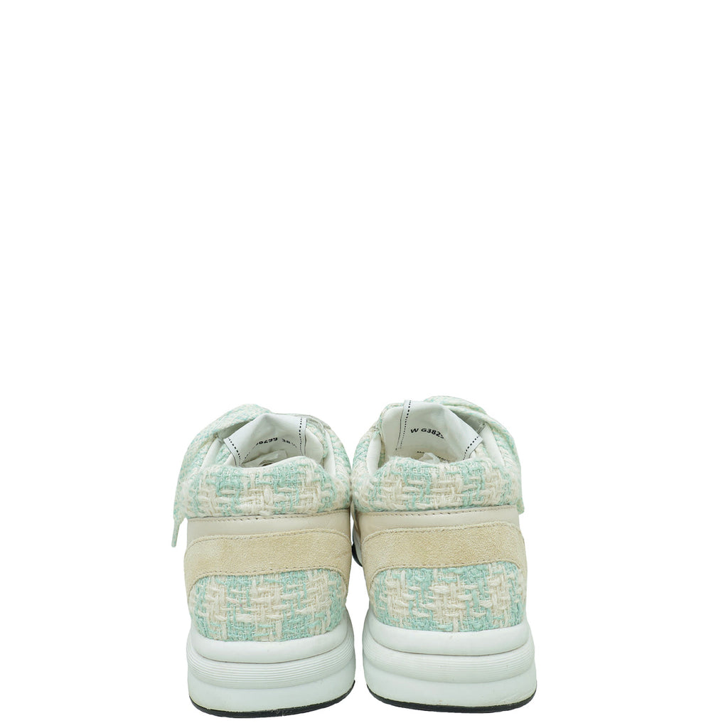 Chanel Bicolor CC Tweed Suede Trainer Sneaker 38.5