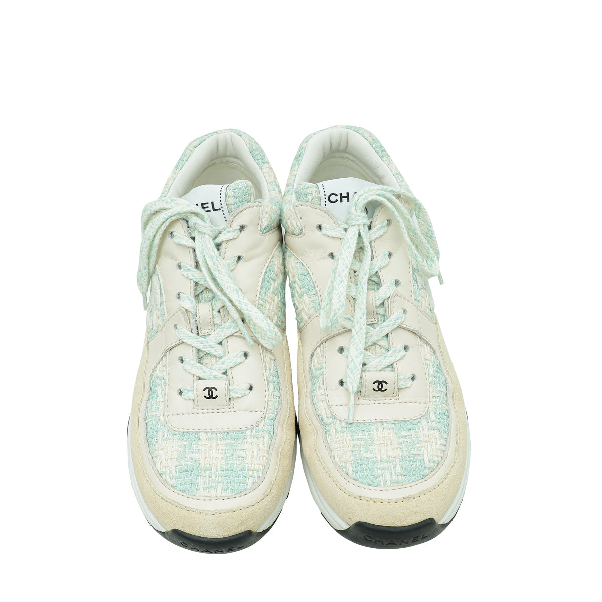 Chanel Bicolor CC Tweed Suede Trainer Sneaker 38.5