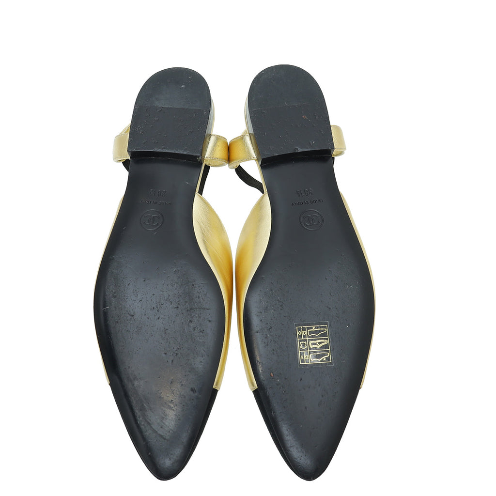 Chanel Bicolor Bow Flat Ankle Strap 38.5