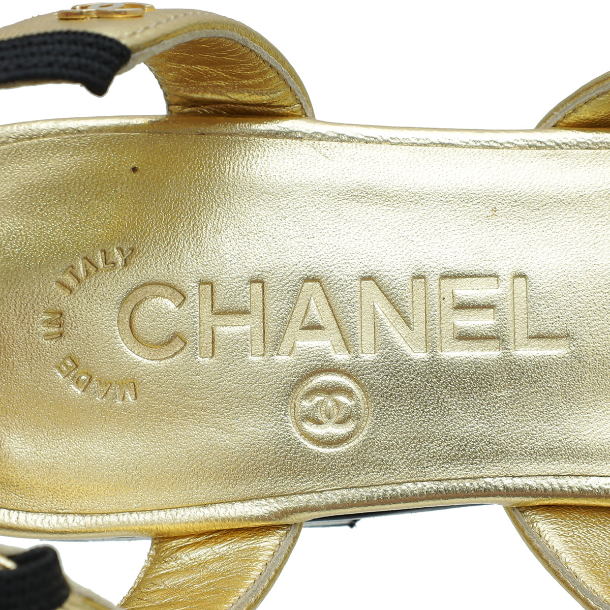 Chanel Bicolor Bow Flat Ankle Strap 38.5