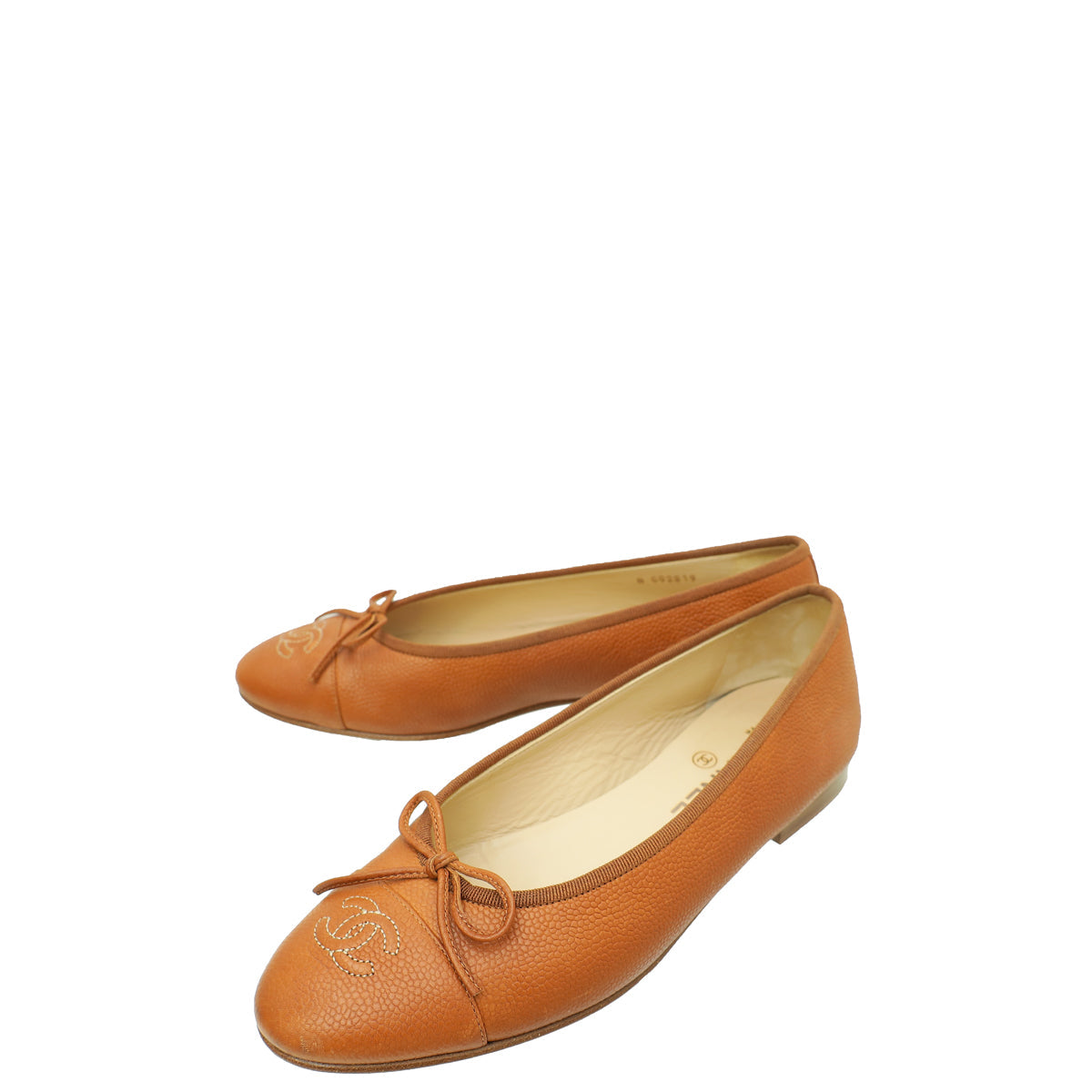 Chanel Brown CC Cap Toe Bow Flat Ballerina 38.5