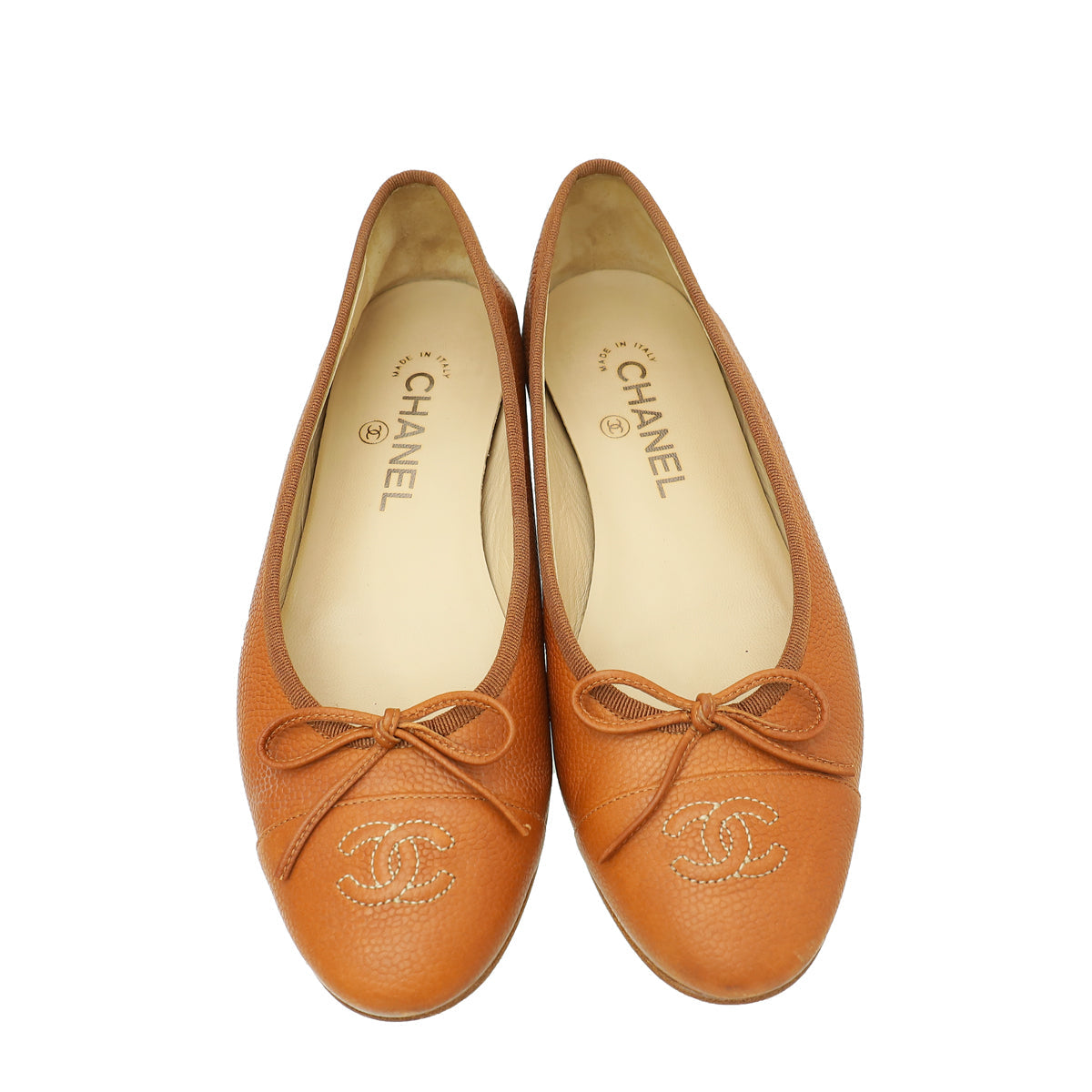 Chanel Brown CC Cap Toe Bow Flat Ballerina 38.5