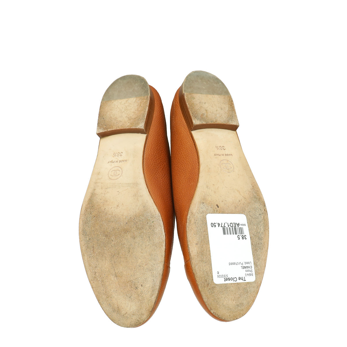 Chanel Brown CC Cap Toe Bow Flat Ballerina 38.5
