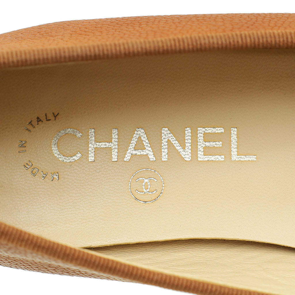 Chanel Brown CC Cap Toe Bow Flat Ballerina 38.5
