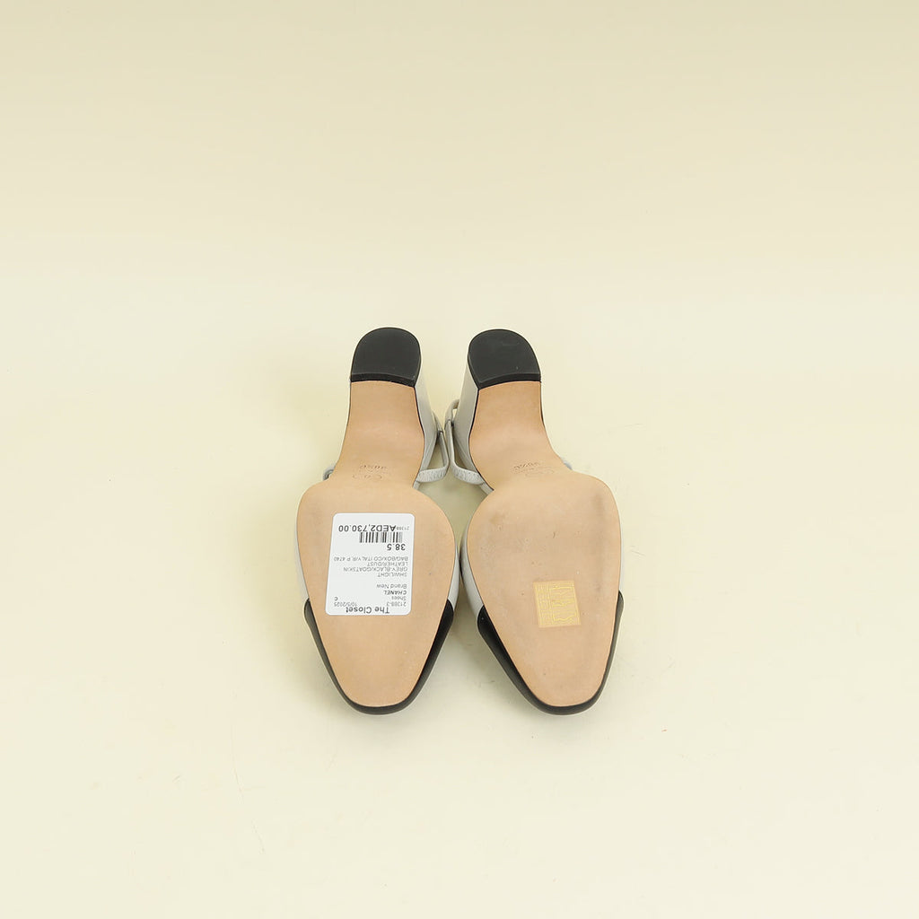 Chanel Bicolor CC Cap Toe Slingback Pump 38.5