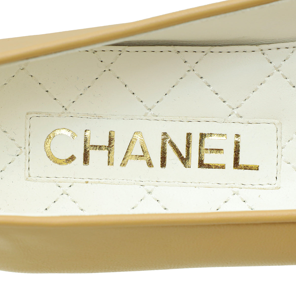 Chanel Beige CC Cap Toe Ankle Chain Ballerina Flats 38