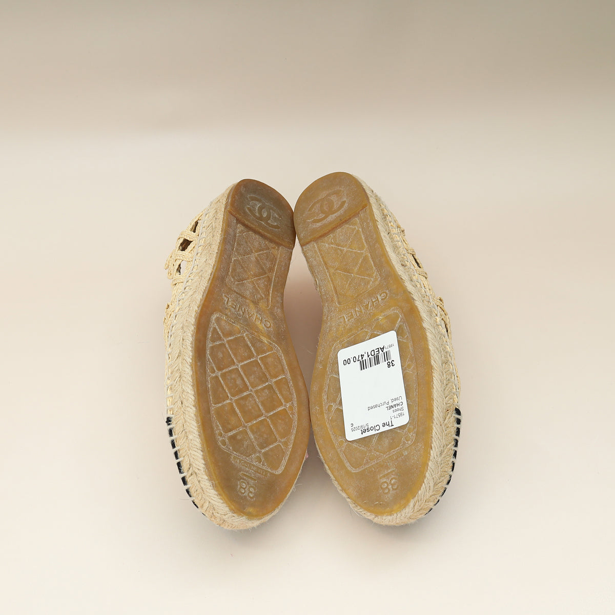 Chanel Bicolor CC Cap Toe Raffia Espadrille 38