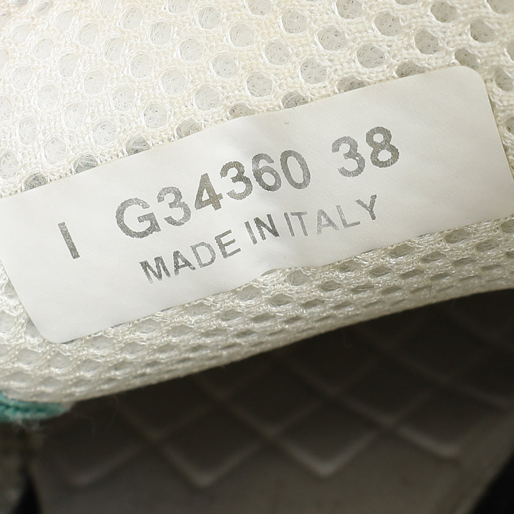 Chanel Mint Green CC Tweed Lace Up Sneakers 38