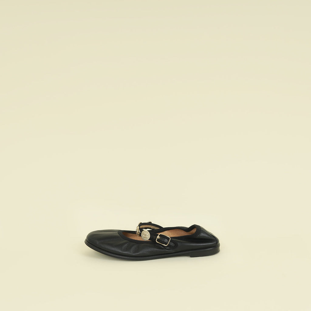 Chanel Black CC Charm Elastic Mary Janes Ballerina 38