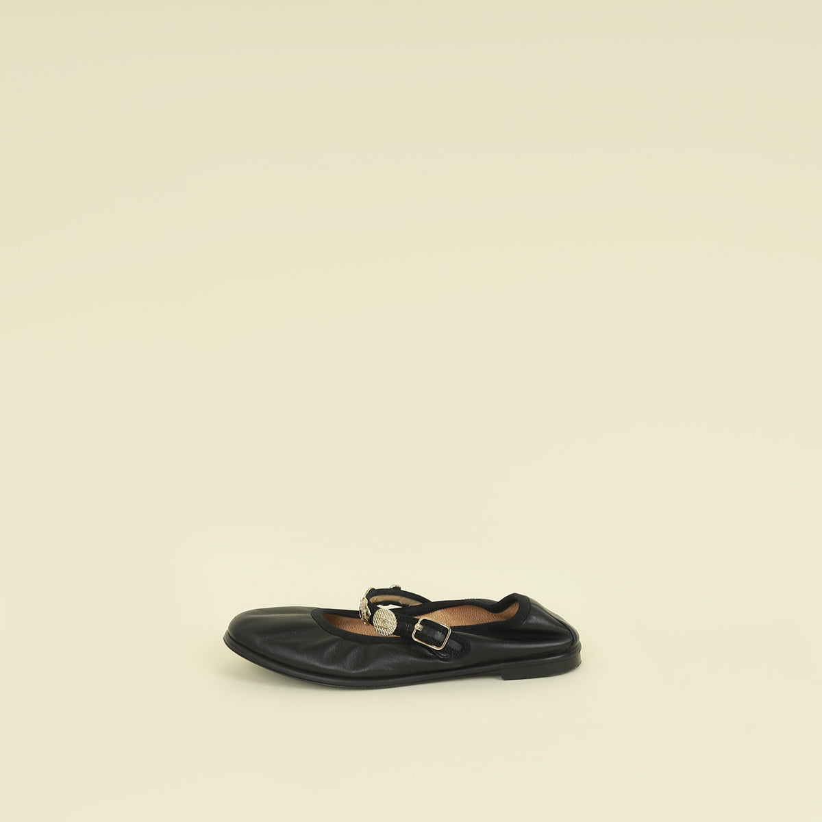 Chanel Black CC Charm Elastic Mary Janes Ballerina 38