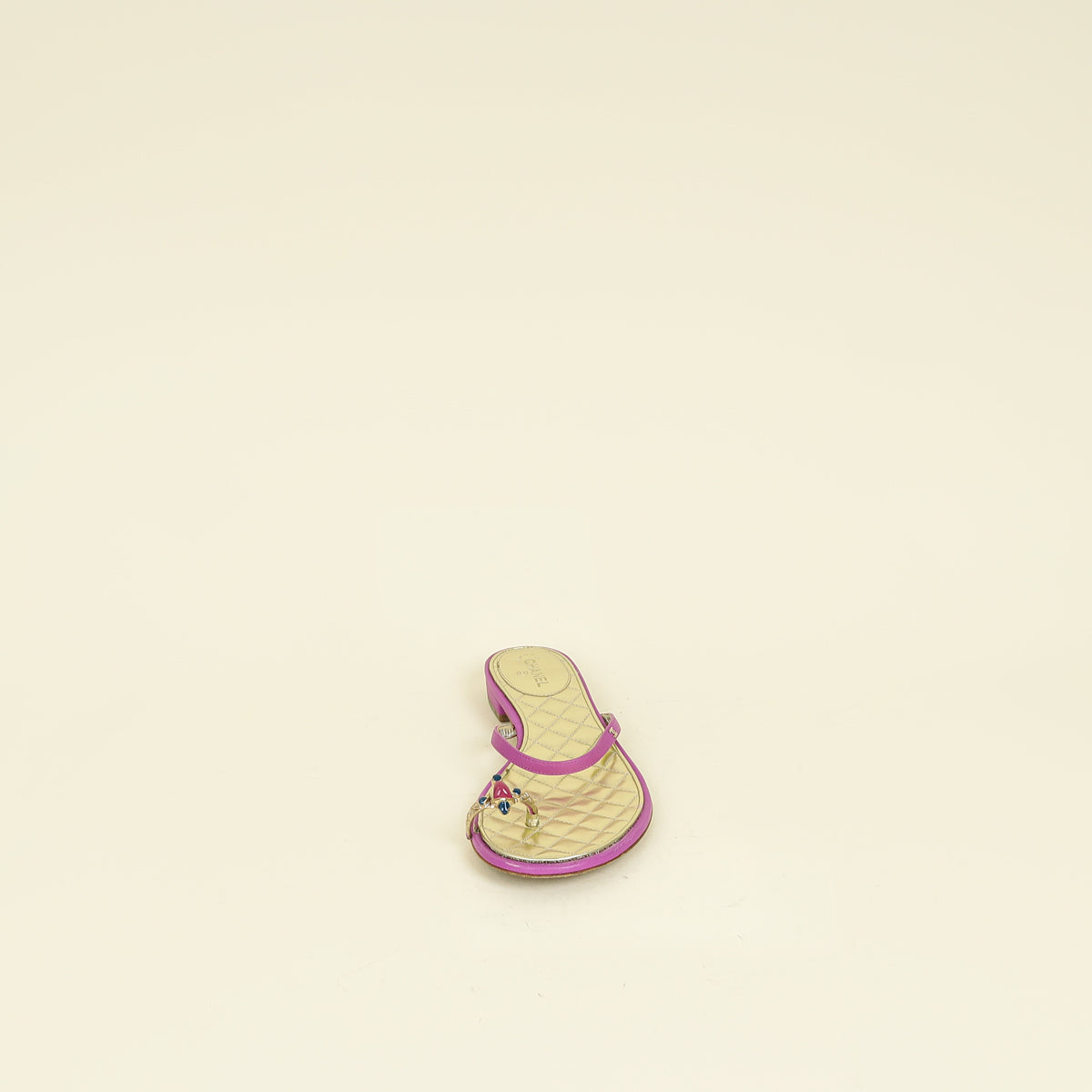 Chanel Purple CC Jeweled Toe Ring Flat Sandal 38