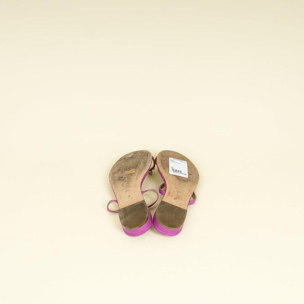 Chanel Purple CC Jeweled Toe Ring Flat Sandal 38