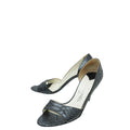 Chanel Metallic Black CC Python Peep Toe Pump 38