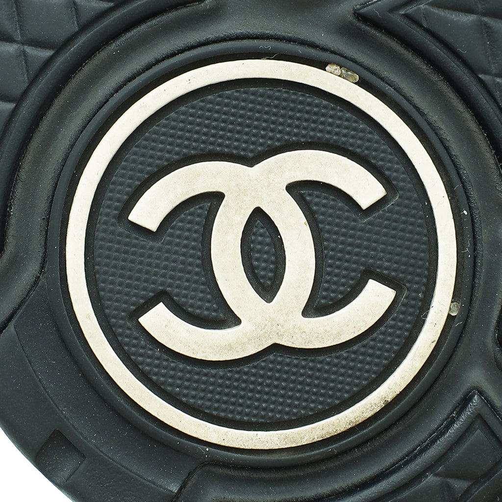 Chanel Black CC Lace Up Sneakers 38