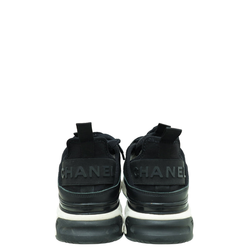 Chanel Black CC Lace Up Sneakers 38