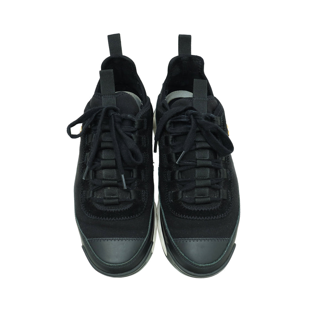 Chanel Black CC Lace Up Sneakers 38