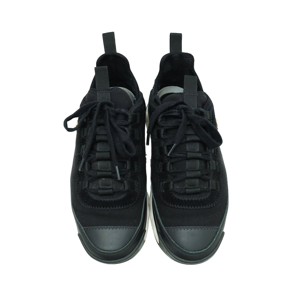 Chanel Black CC Lace Up Sneakers 38