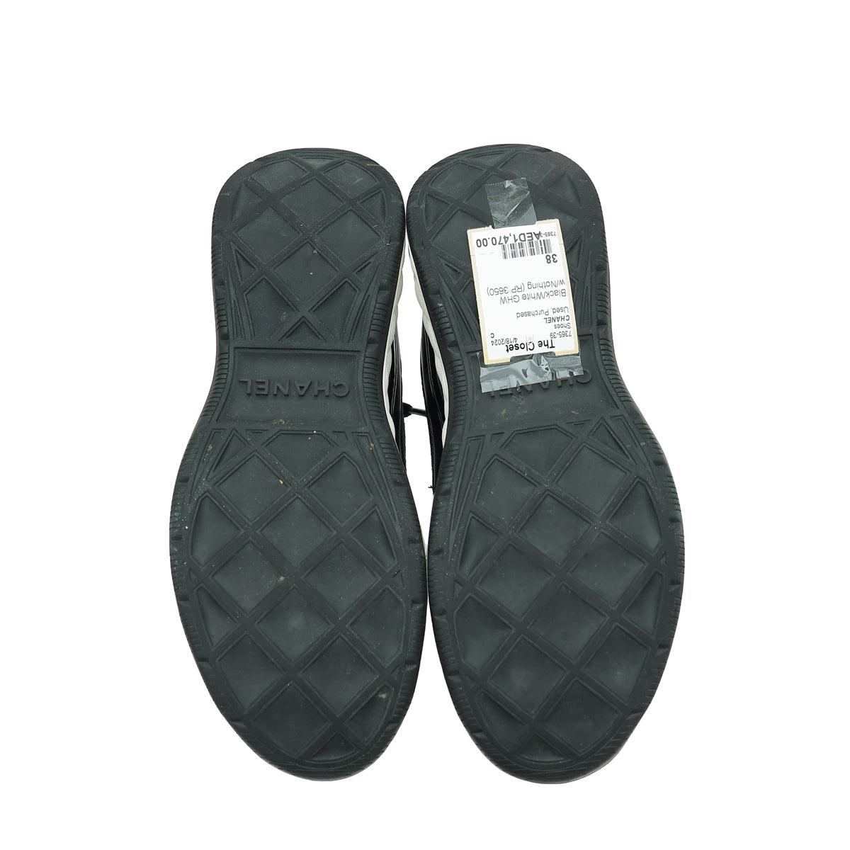 Chanel Black CC Lace Up Sneakers 38