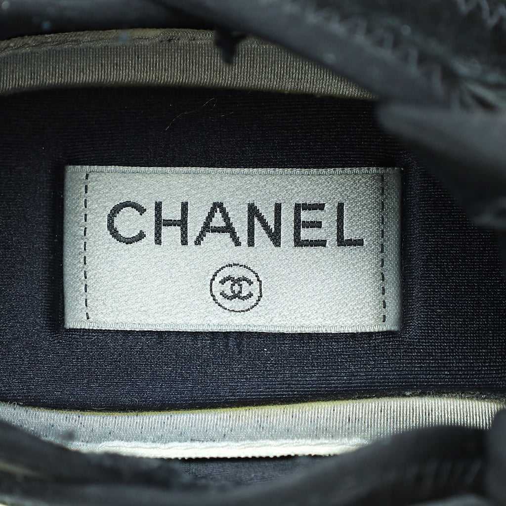 Chanel Black CC Lace Up Sneakers 38