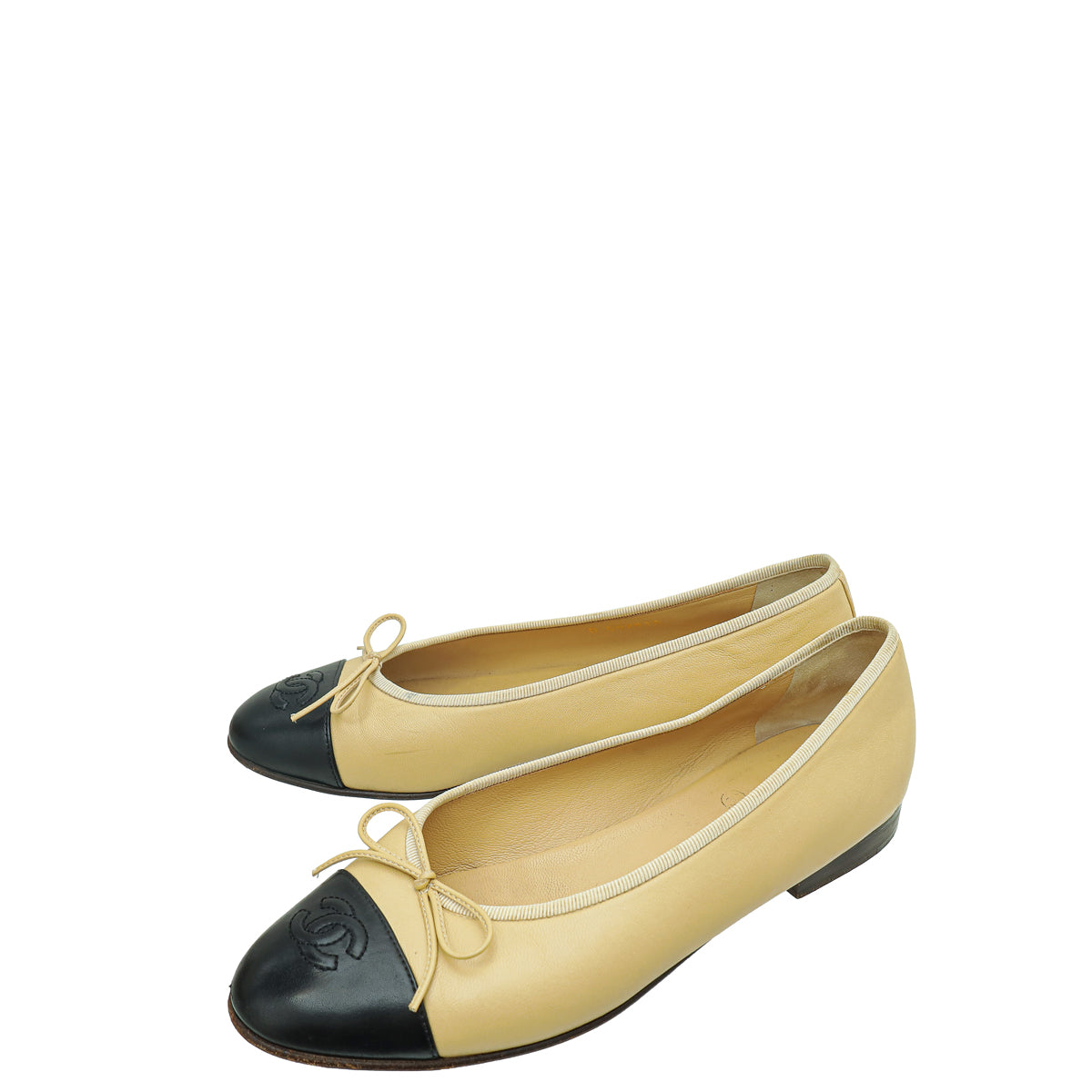 Chanel Bicolor CC Cap Toe Flat Ballerina 38