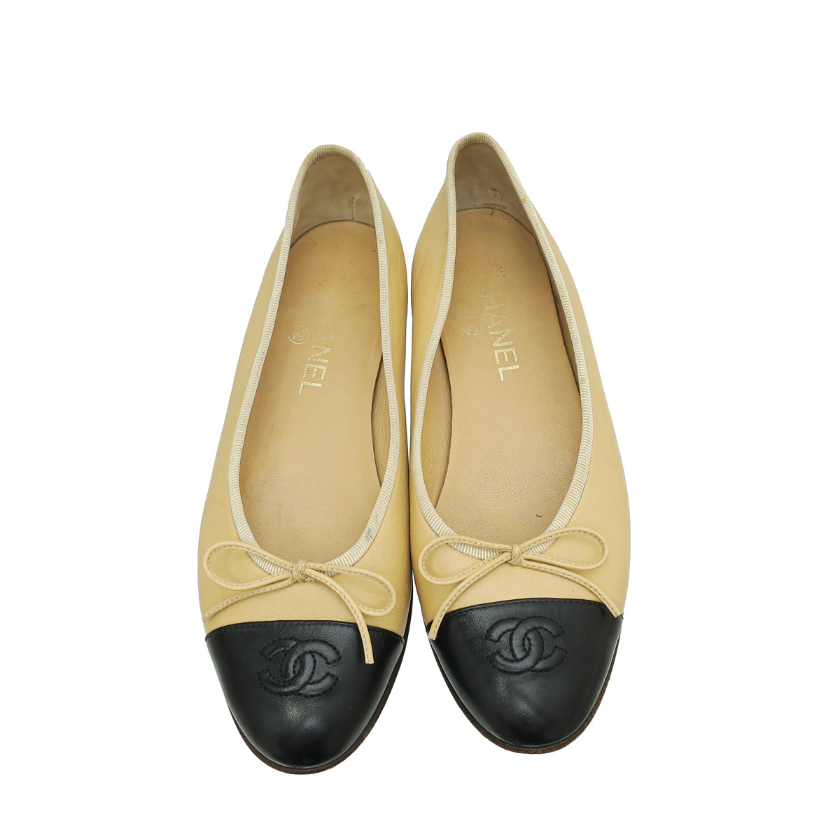 Chanel Bicolor CC Cap Toe Flat Ballerina 38