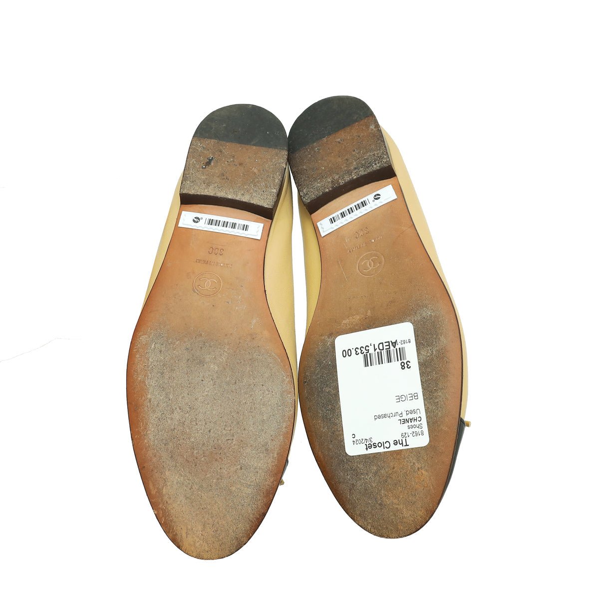 Chanel Bicolor CC Cap Toe Flat Ballerina 38