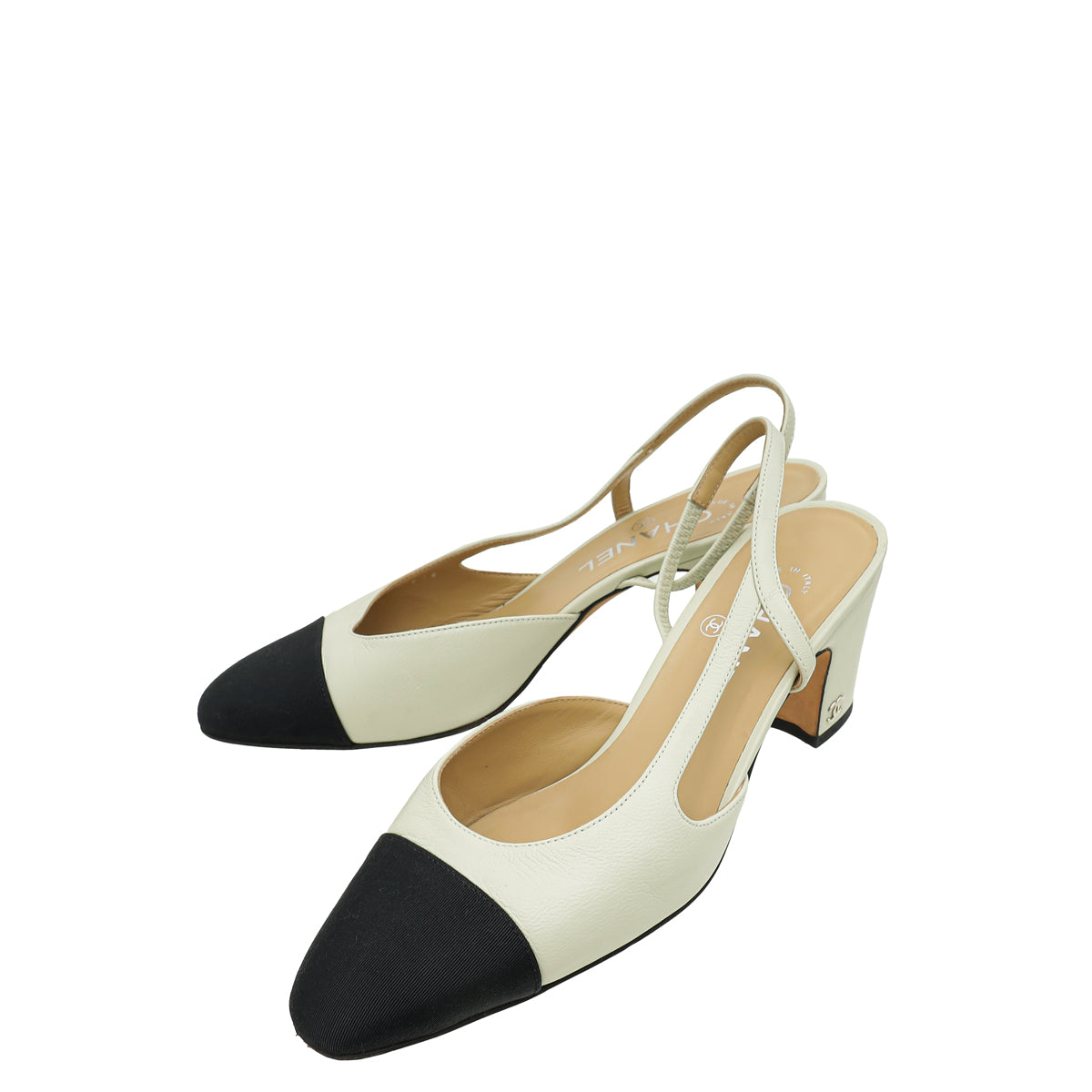 Chanel Bicolor CC Cap Toe Slingback 38