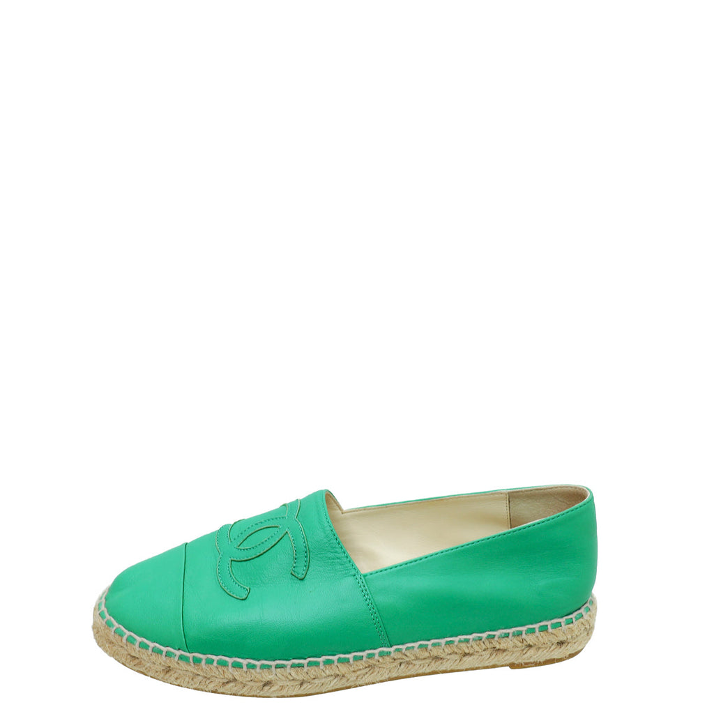 Chanel Green CC Espadrille 38
