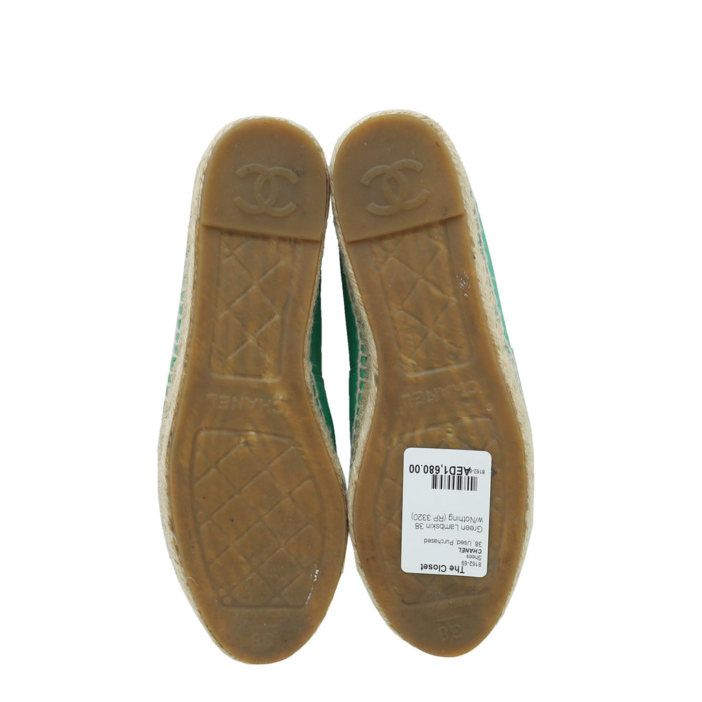 Chanel Green CC Espadrille 38