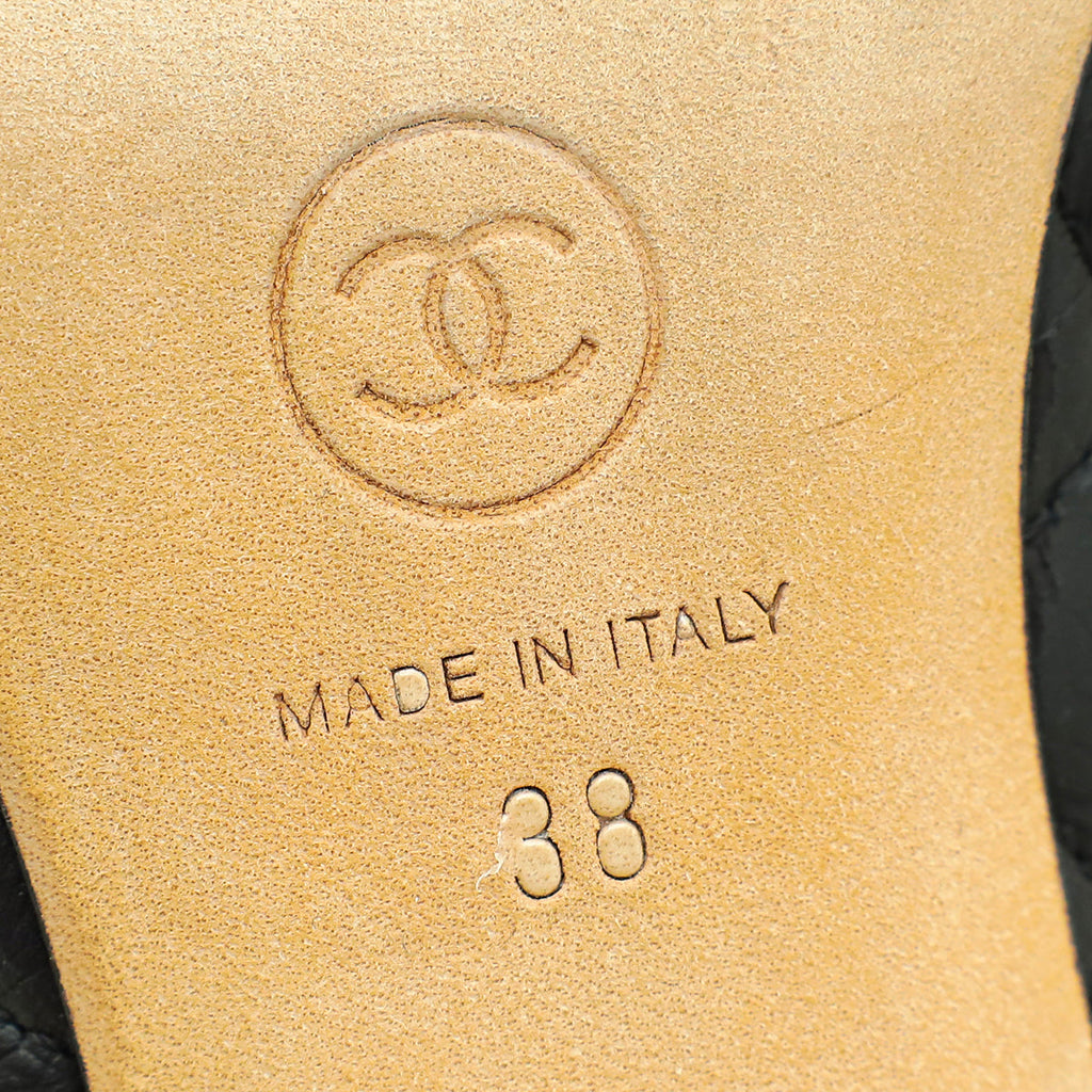 Chanel Black CC Cap Toe Quilted Pump 38