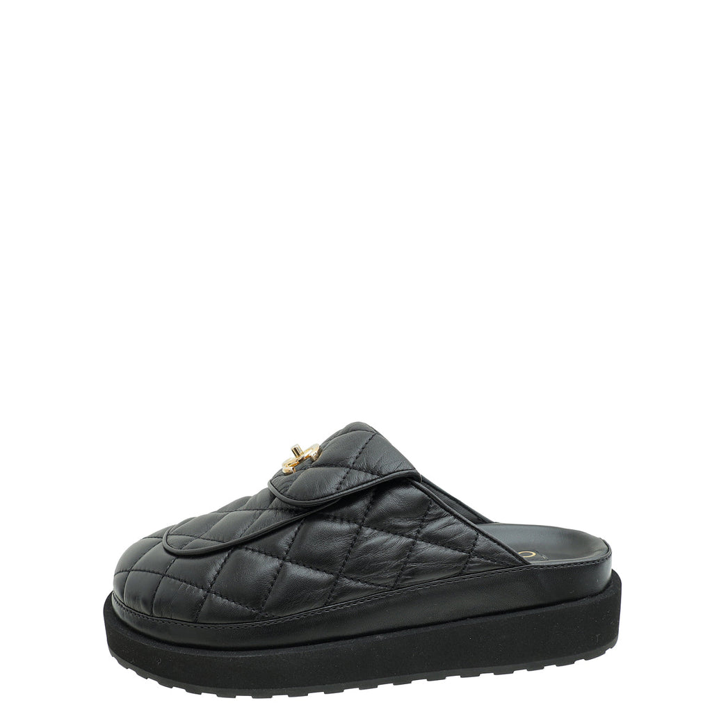 Chanel Black CC Turnlock Mules 38