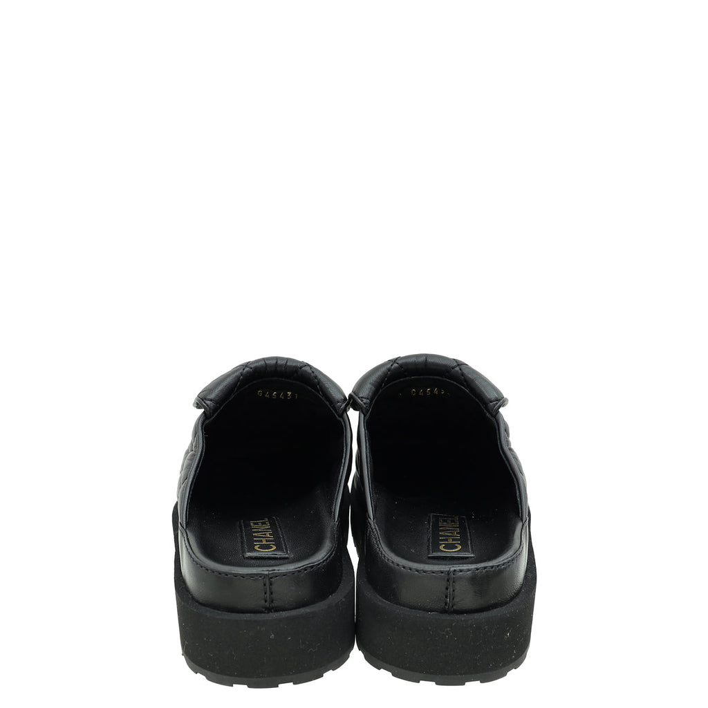 Chanel Black CC Turnlock Mules 38