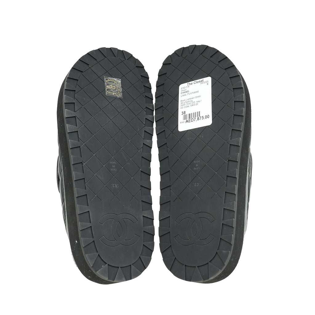 Chanel Black CC Turnlock Mules 38