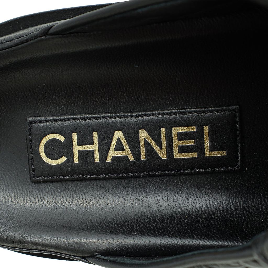 Chanel Black CC Turnlock Mules 38