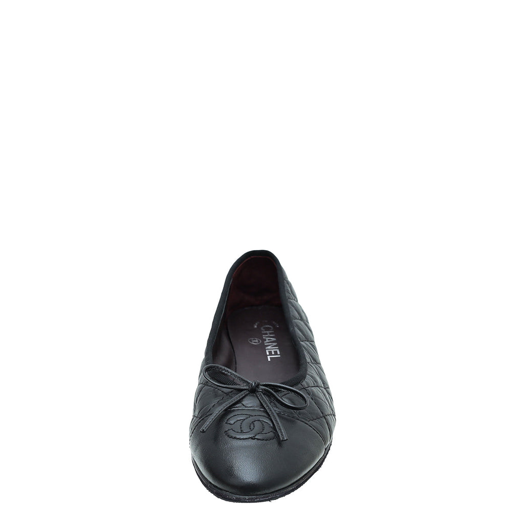 Chanel Black Quilted CC Ballet Flats 39.5