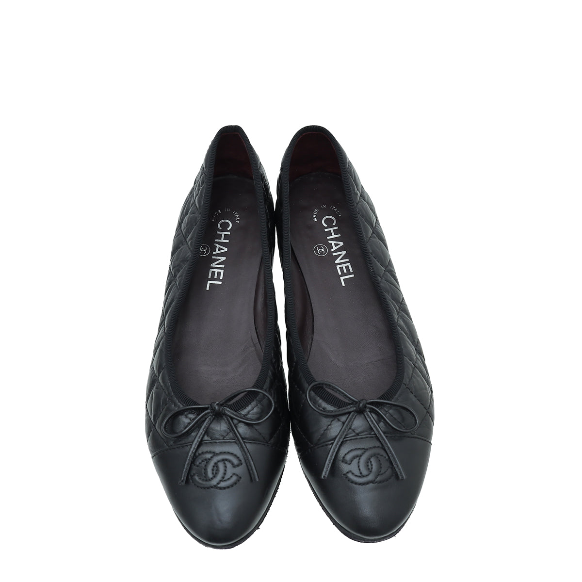 Chanel Black Quilted CC Ballet Flats 39.5