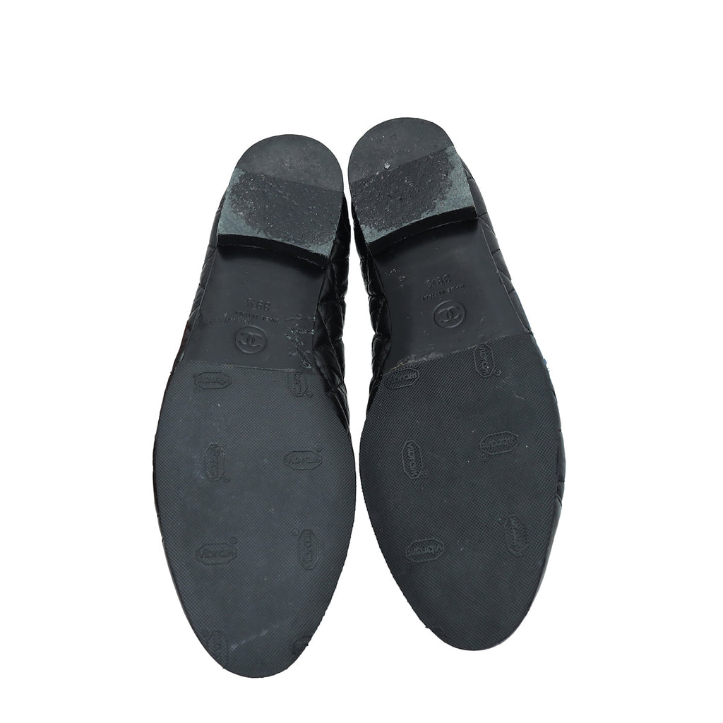 Chanel Black Quilted CC Ballet Flats 39.5