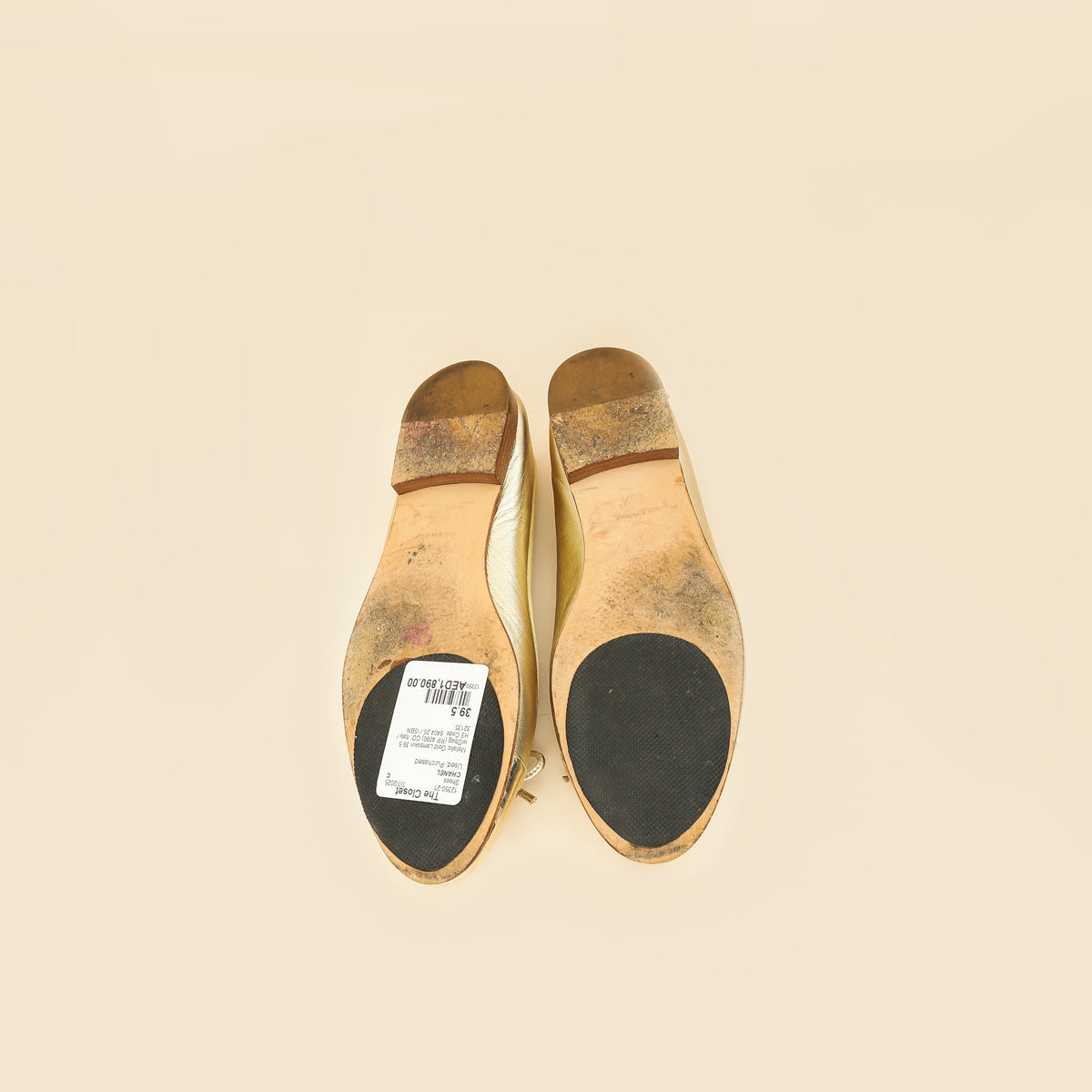 Chanel Metallic Gold Ballet Flats 39.5