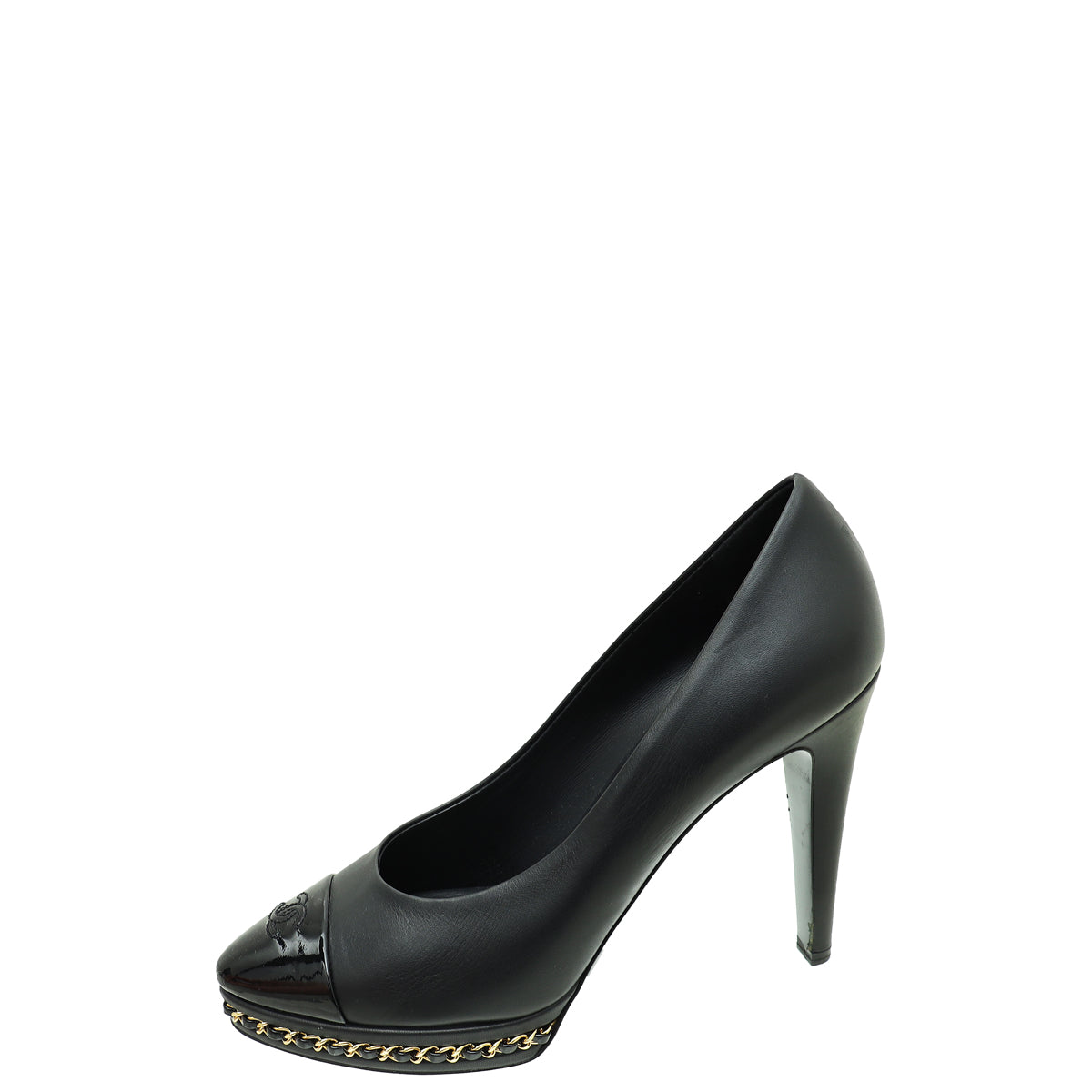 Chanel Black CC Platform Chain Pumps 39.5