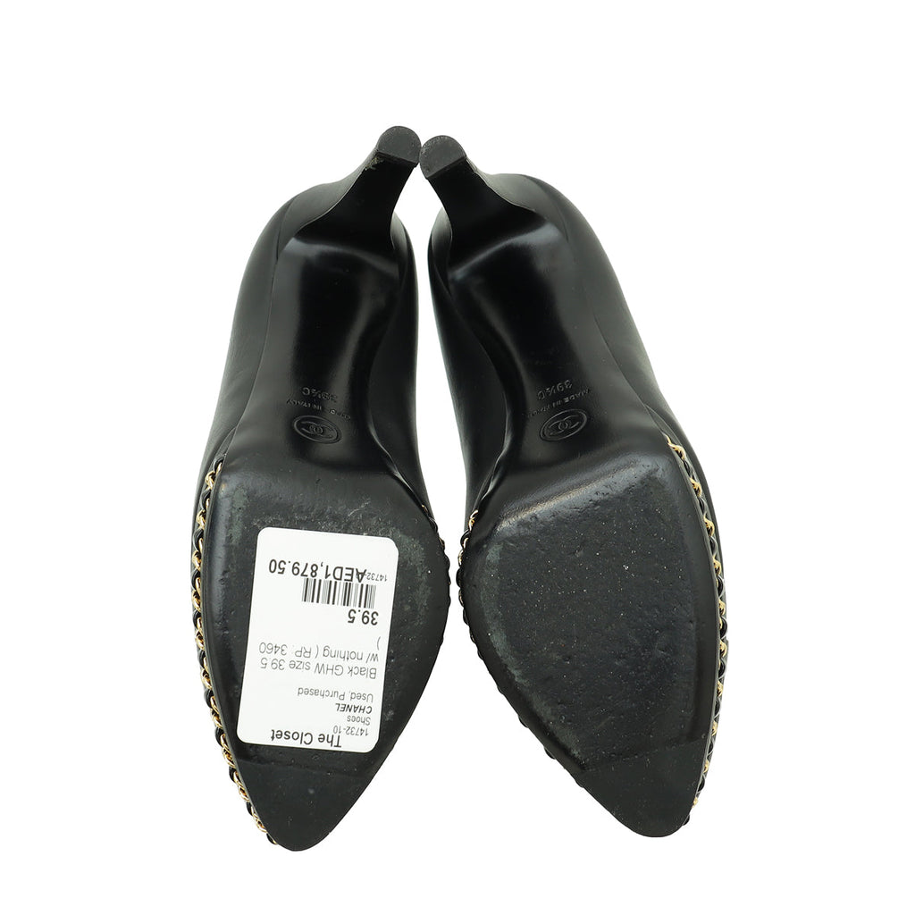 Chanel Black CC Platform Chain Pumps 39.5