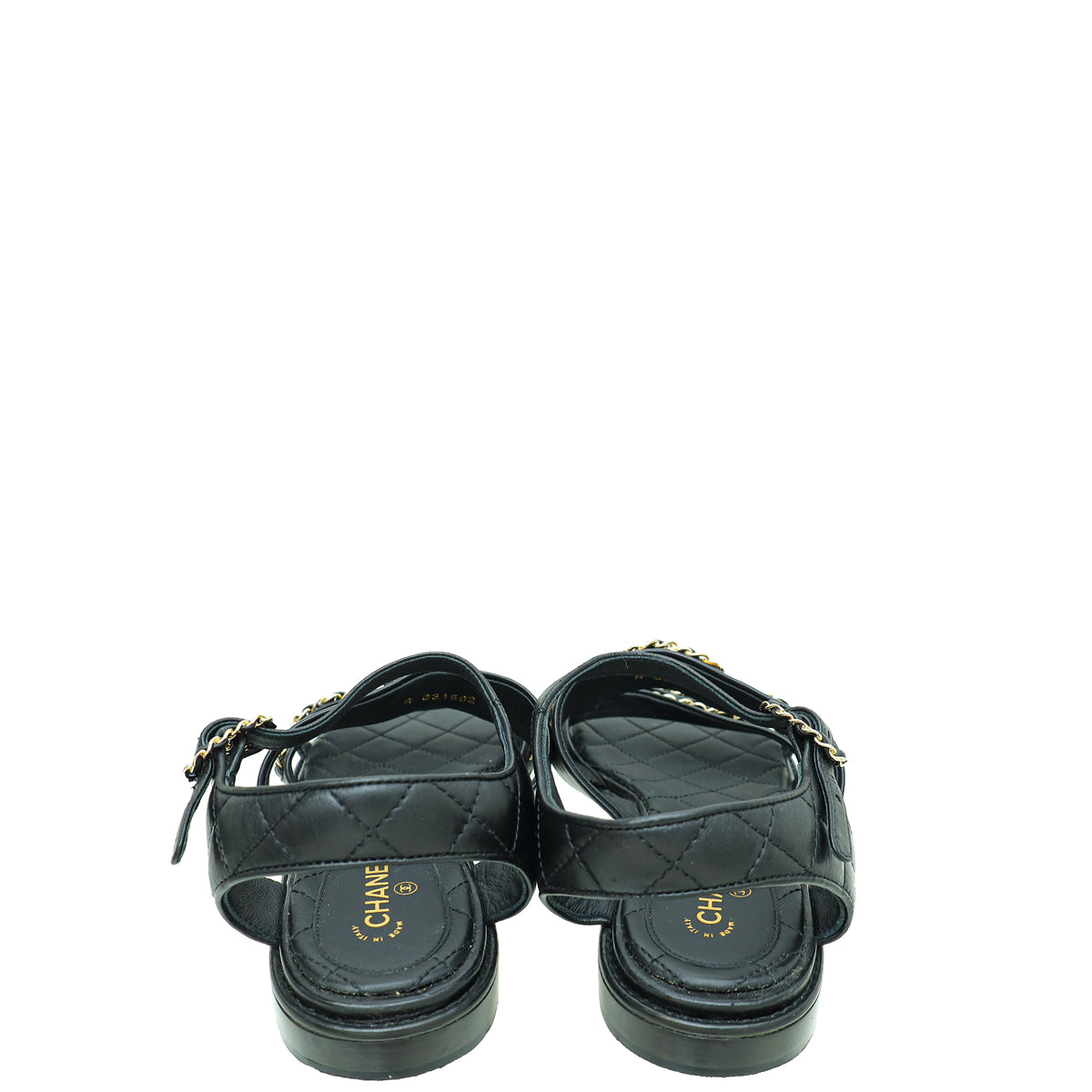 Chanel Black CC Quilted Chain Sandals 39.5