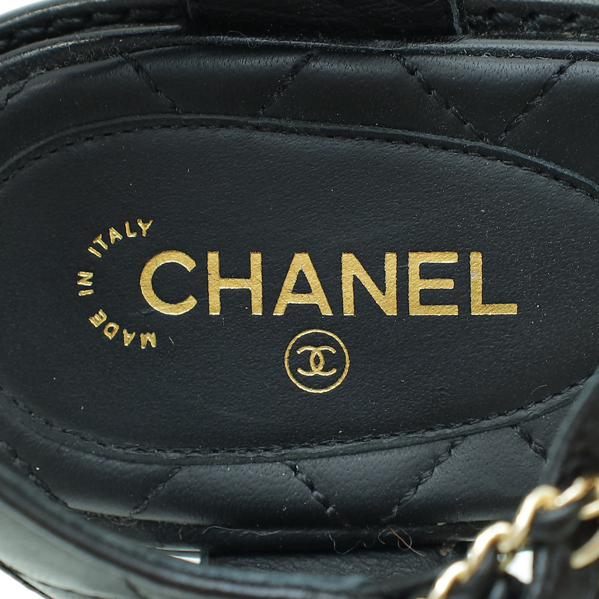 Chanel Black CC Quilted Chain Sandals 39.5