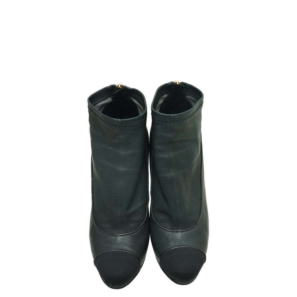 Chanel Black CC Cap Toe Ankle Boot 39.5