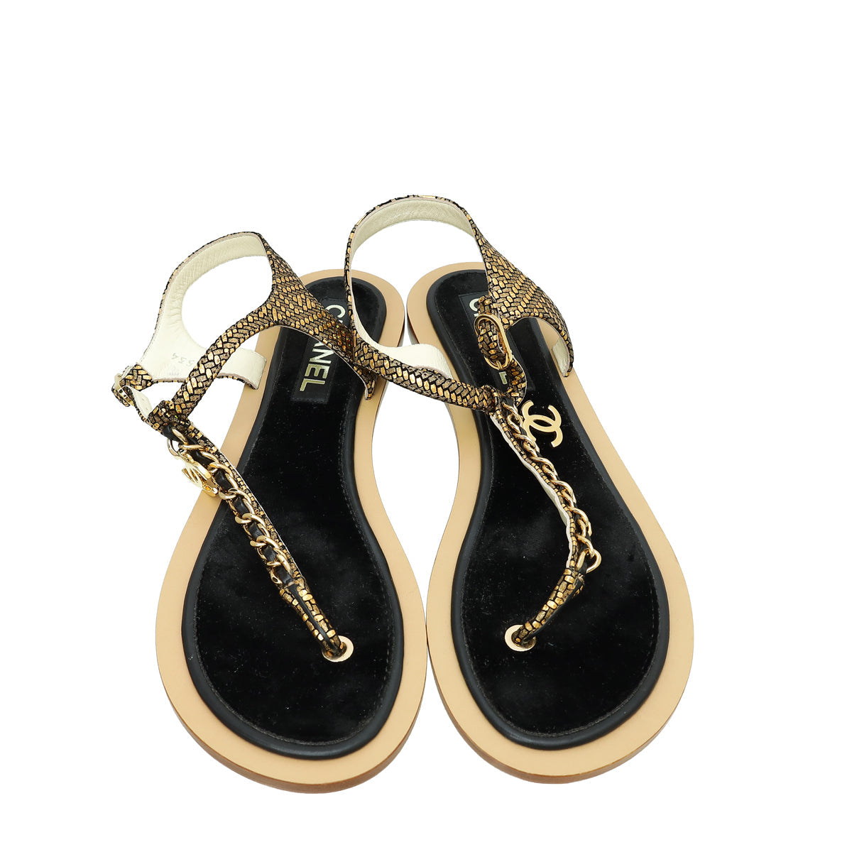 Chanel CC Chain Fantasy Goatskin Suede Thong Sandal 39.5