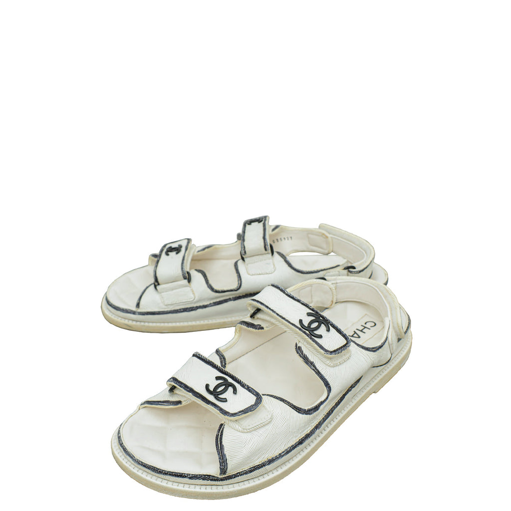 Chanel Bicolor Velcro CC Dad Sandals 39.5