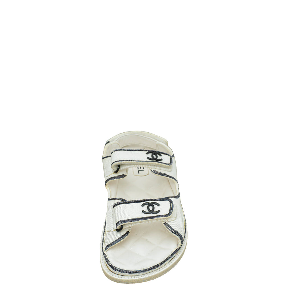 Chanel Bicolor Velcro CC Dad Sandals 39.5