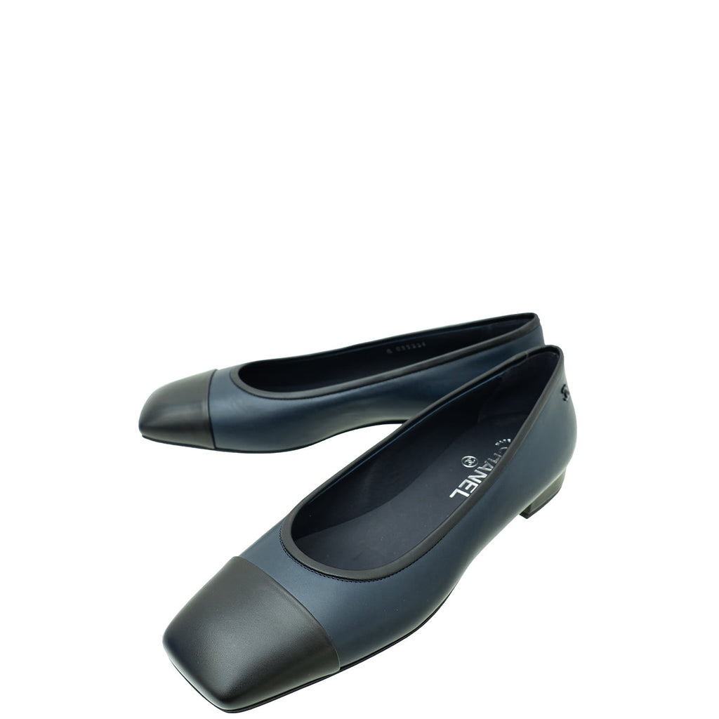 Chanel Bicolor CC Cap Toe Flat Ballerina 39.5