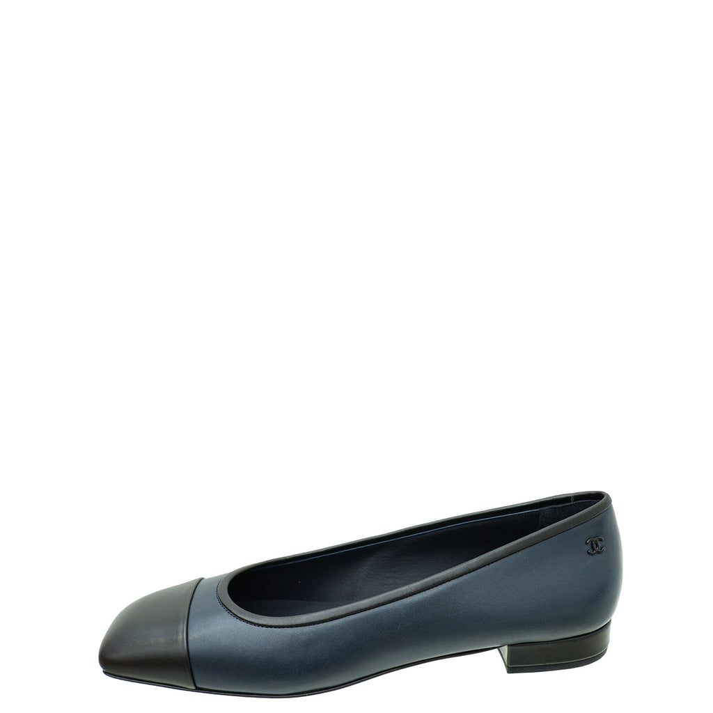 Chanel Bicolor CC Cap Toe Flat Ballerina 39.5