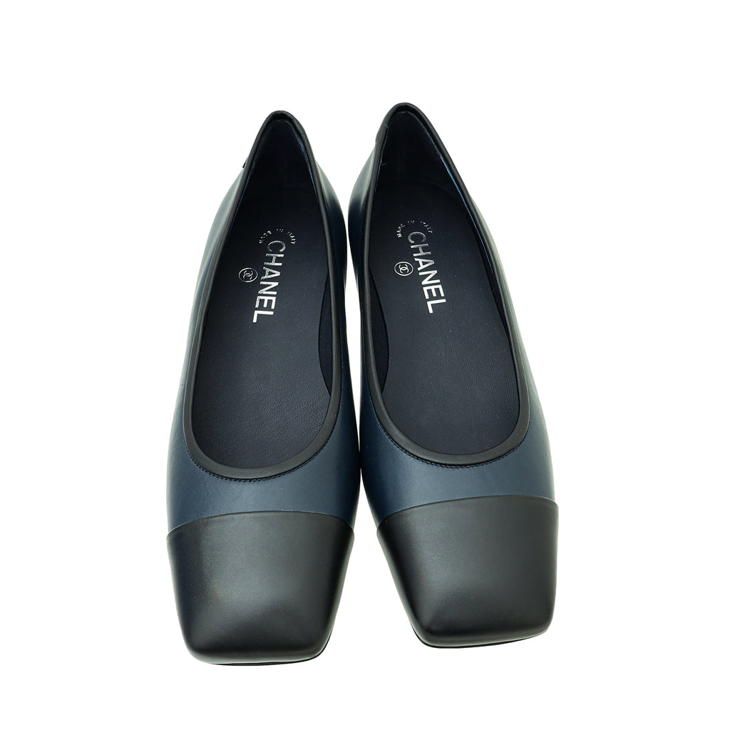 Chanel Bicolor CC Cap Toe Flat Ballerina 39.5