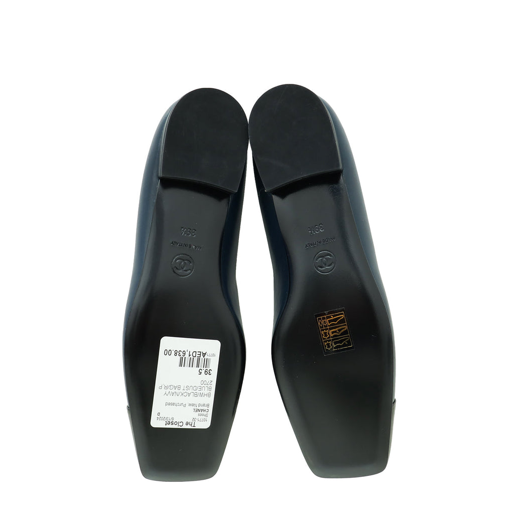 Chanel Bicolor CC Cap Toe Flat Ballerina 39.5